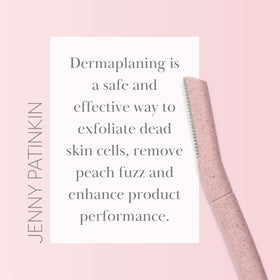 JENNY PATINKIN tool in use on cheek demonstrating gentle hair removal