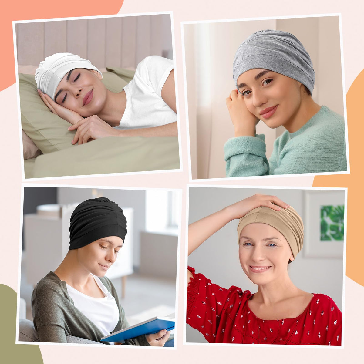 JenPen bonnet on bedroom nightstand showing easy access for nightly hair protection