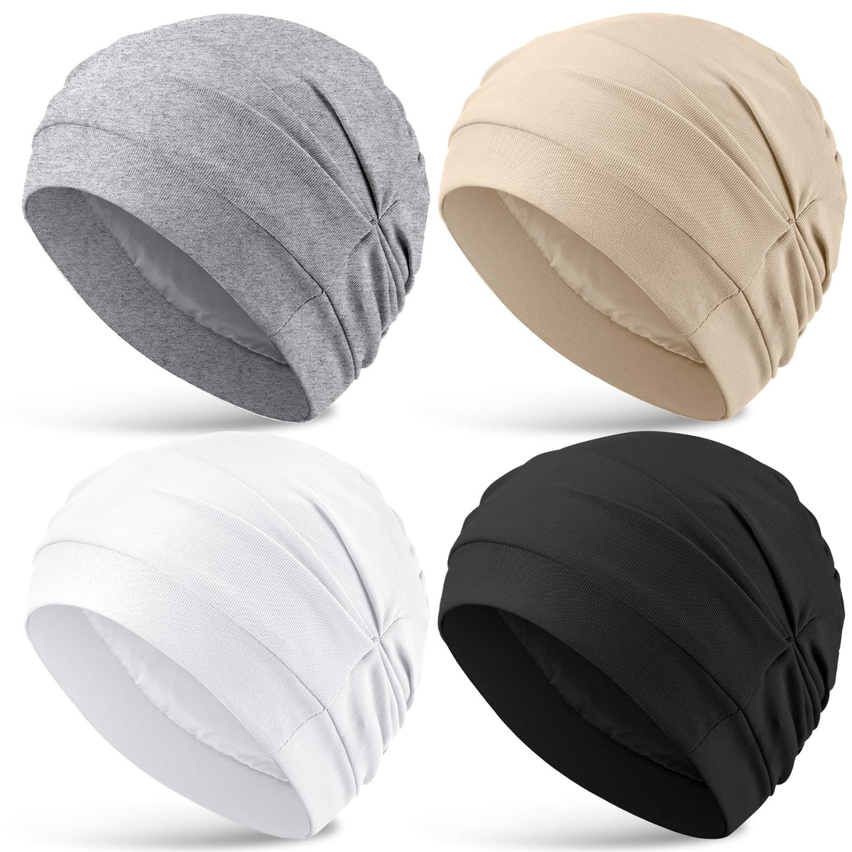 JenPen front view of four-color bonnet set showing neutral shades and neat pleats, ideal for styling