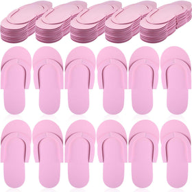JenPen front packaging showing 60 pairs of pink pedicure slippers for easy bulk use