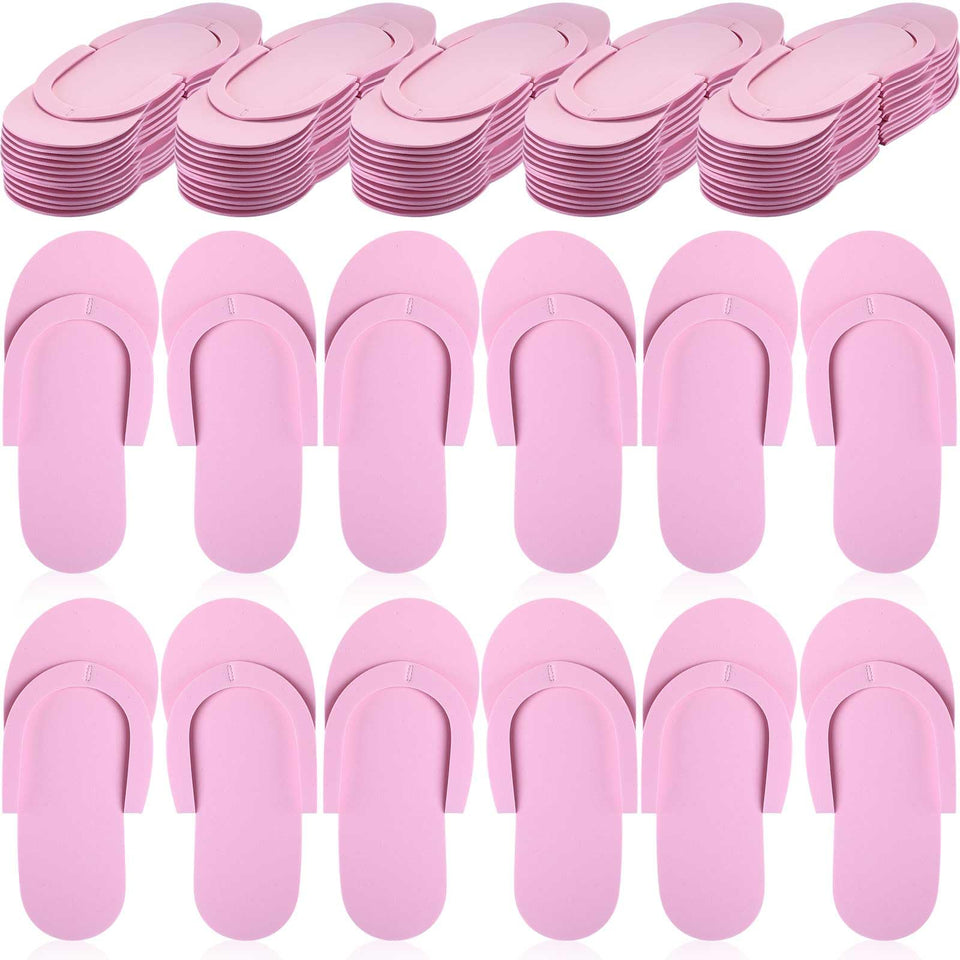 JenPen front packaging showing 60 pairs of pink pedicure slippers for easy bulk use