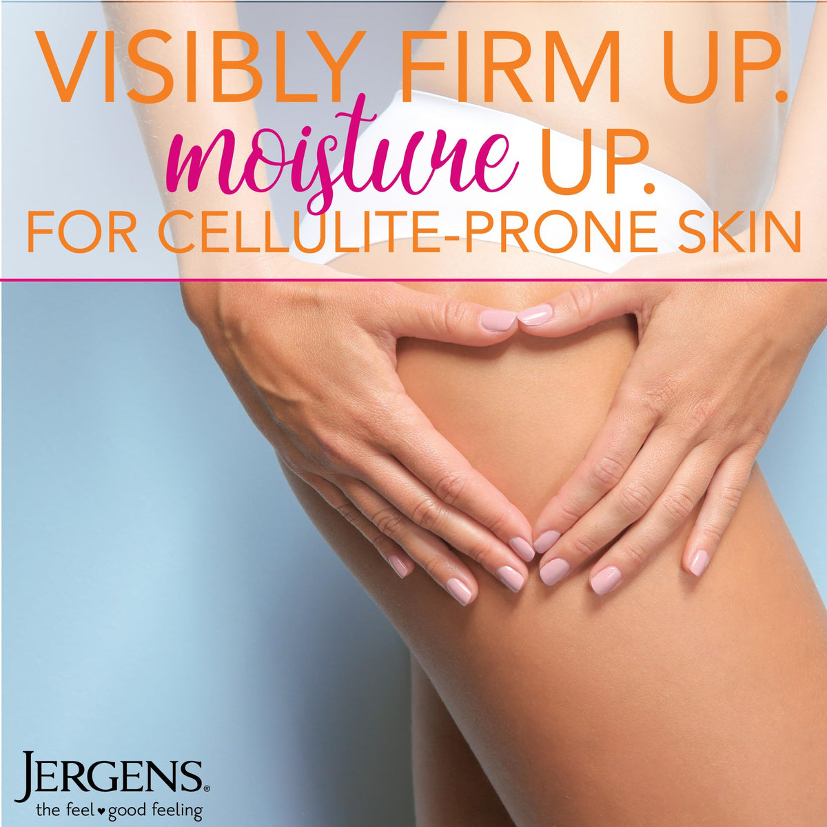 Jergens lotion being applied to arm demonstrating smoother skin