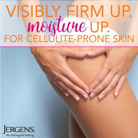 Jergens lotion being applied to arm demonstrating smoother skin