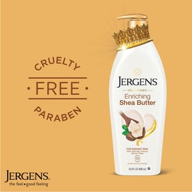 Jergens lotion being smoothed on arm to show quick absorption benefit