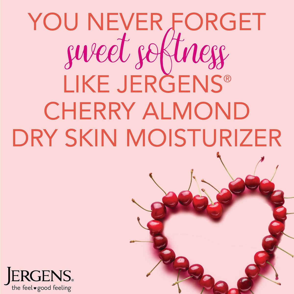 Jergens bottle open with lotion dispensing to demonstrate easy, controlled application