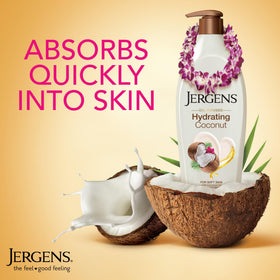 Jergens lotion texture close-up highlighting smooth, non-greasy finish