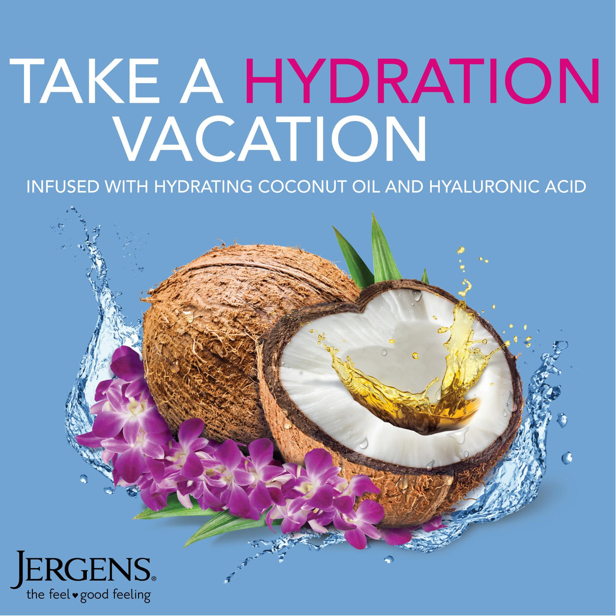 Jergens coconut oil texture close-up illustrating rich nourishment