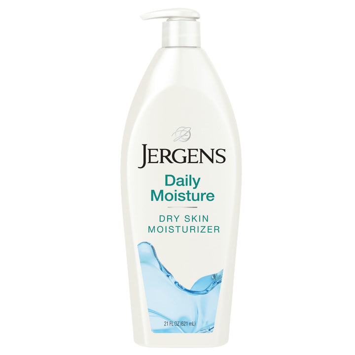 Jergens front packaging showing 21 oz bottle and hydration benefit