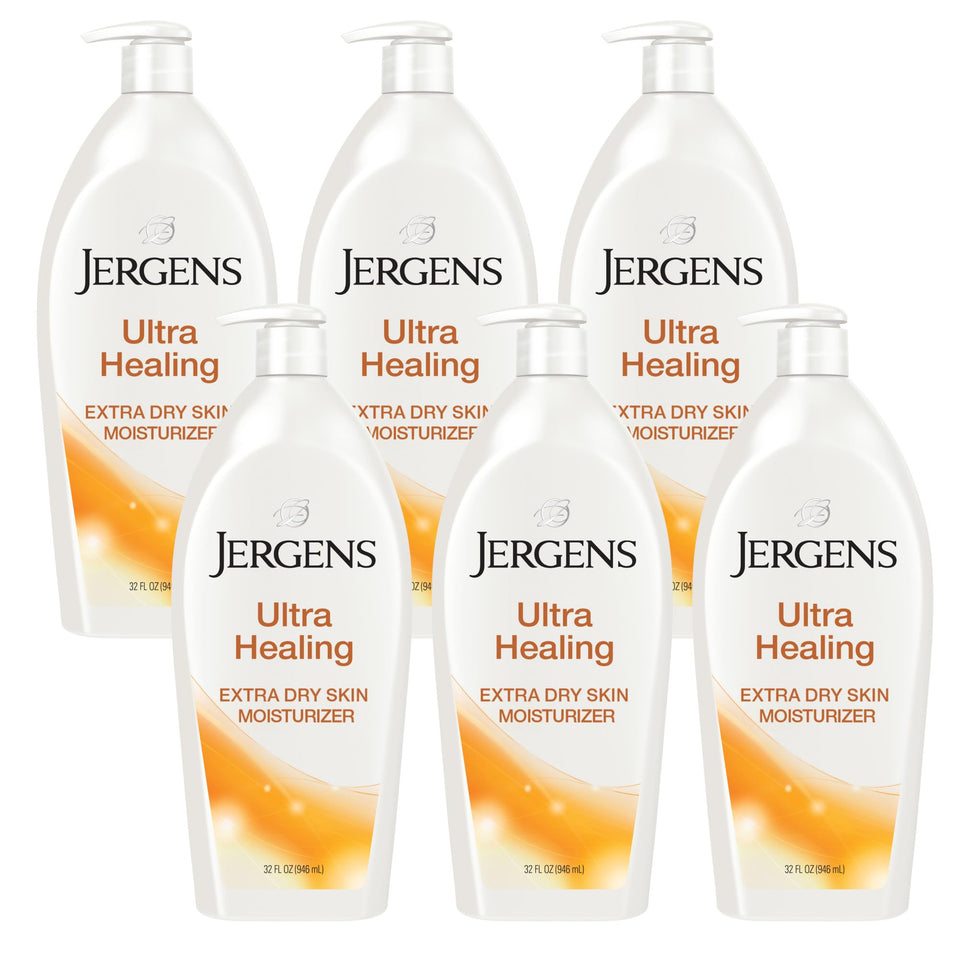 Jergens front label on 32 oz bottle showing benefits and size