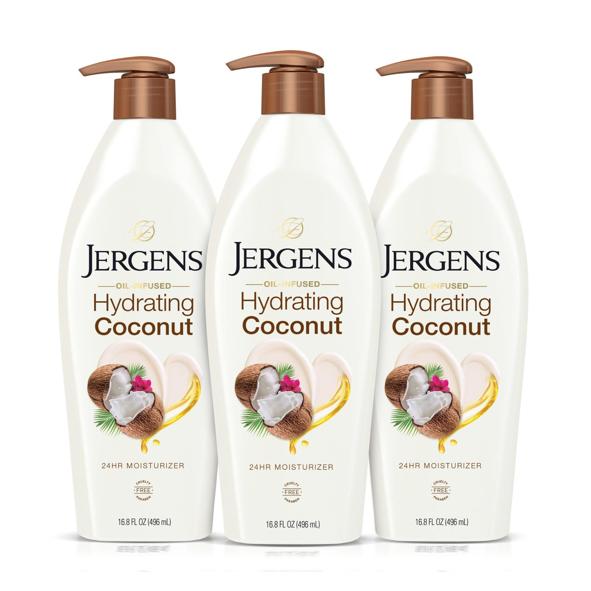 Jergens front packaging showing product name and size with clear benefits