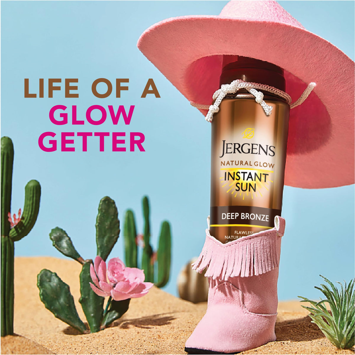 Jergens instant sun mousse drying on skin, showing quick-dry benefit