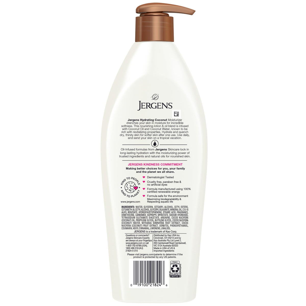 Jergens product on bathroom vanity suggesting daily routine and tropical scent