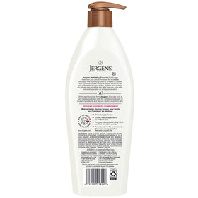 Jergens product on bathroom vanity suggesting daily routine and tropical scent