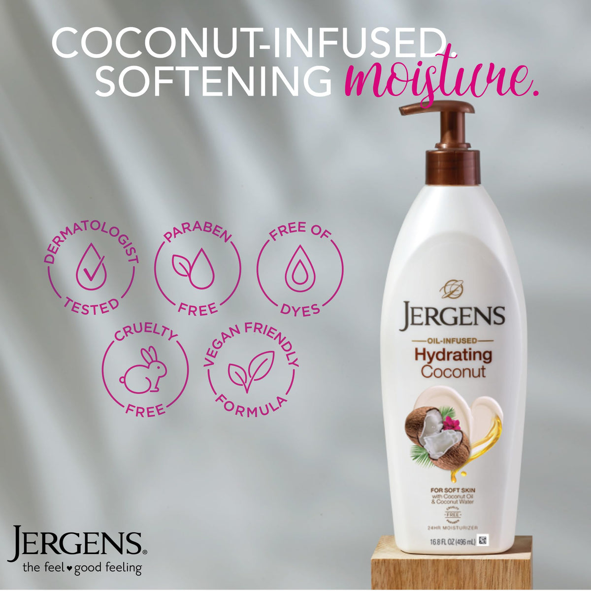 Jergens lotion applied on arm demonstrating quick absorption and hydration