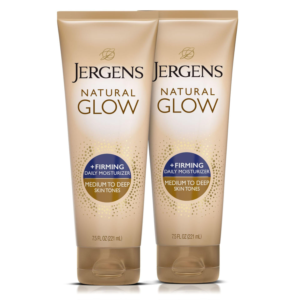 Jergens bottle front packaging showing medium to deep self-tanner benefits