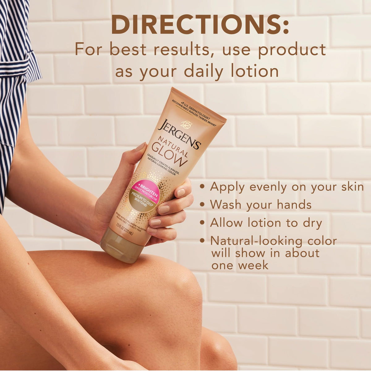 Jergens lifestyle bathroom scene suggesting daily routine and fresh scent