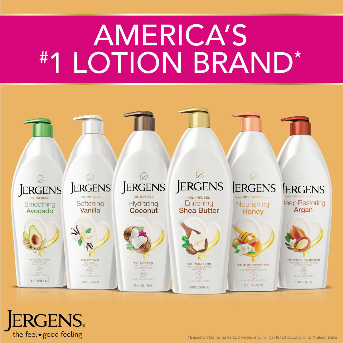 Jergens three-bottle pack showing value and 16.8 oz scale