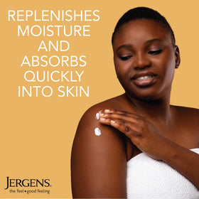 Jergens texture close-up dispensed lotion showing quick absorption benefit