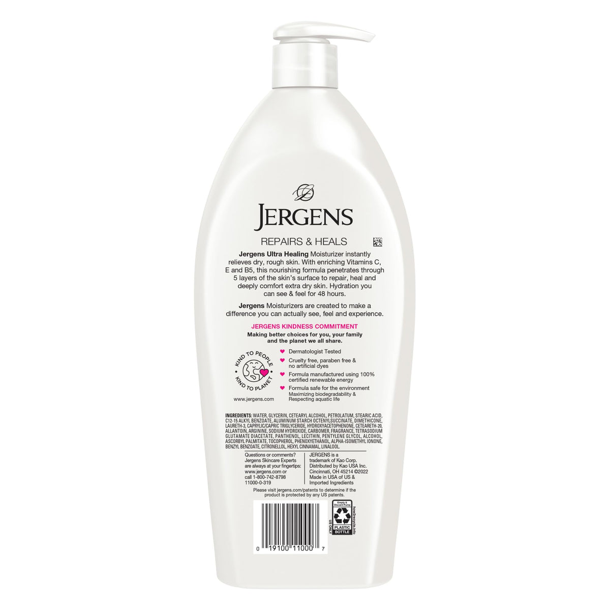 Jergens six 32 oz bottles arranged to highlight bulk pack value