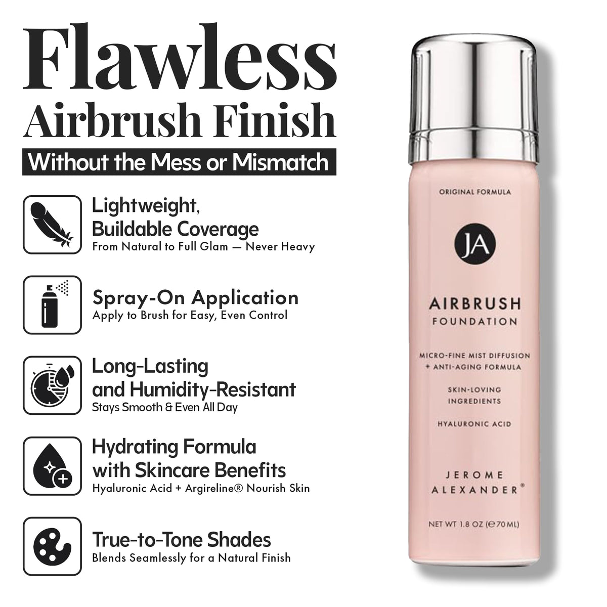 Jerome Alexander nozzle closeup highlighting microfine spray for smooth even application