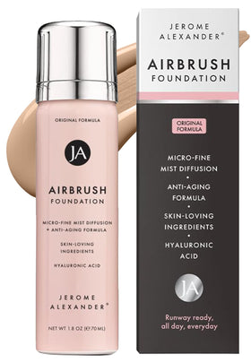 Jerome Alexander front packaging showing Warm Medium shade and benefit of long wear