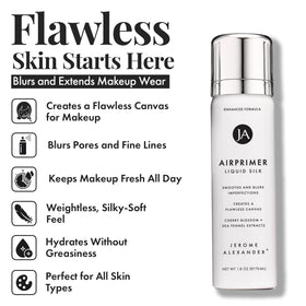 Jerome Alexander LiquidSilk Air Primer pump close-up for pore-smoothing effect