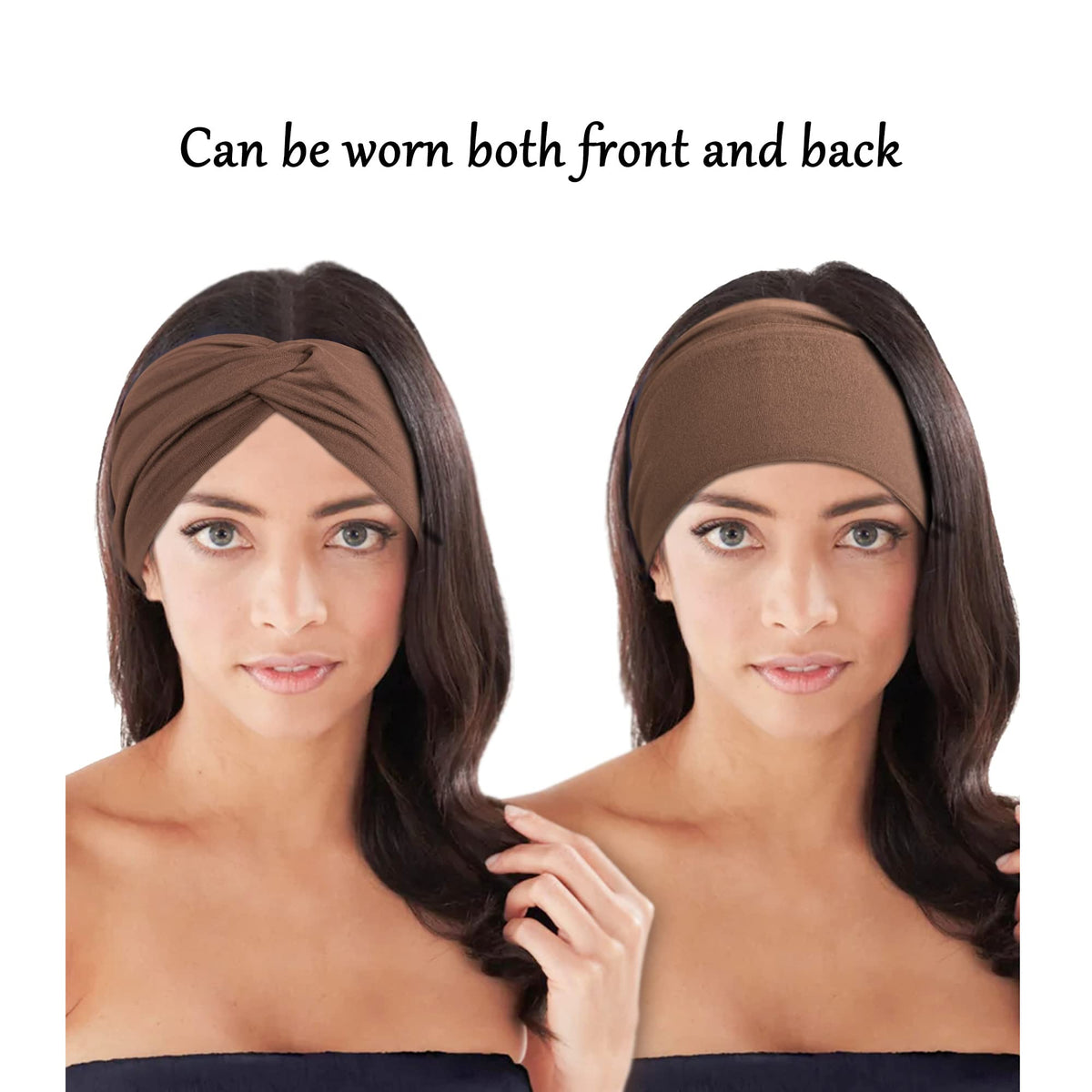 Jesries headband holding a large bun for full-coverage styling