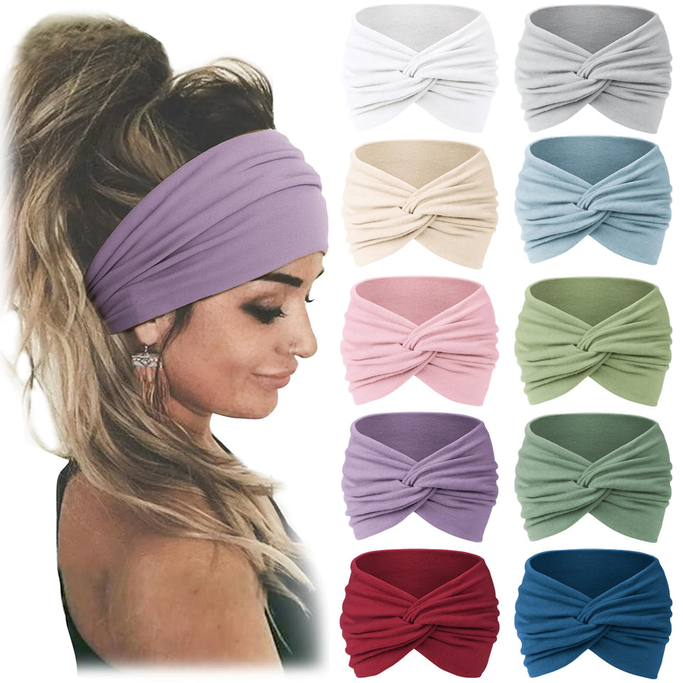 Jesries front packaging showing ten wide turban headbands and color variety for versatile wear