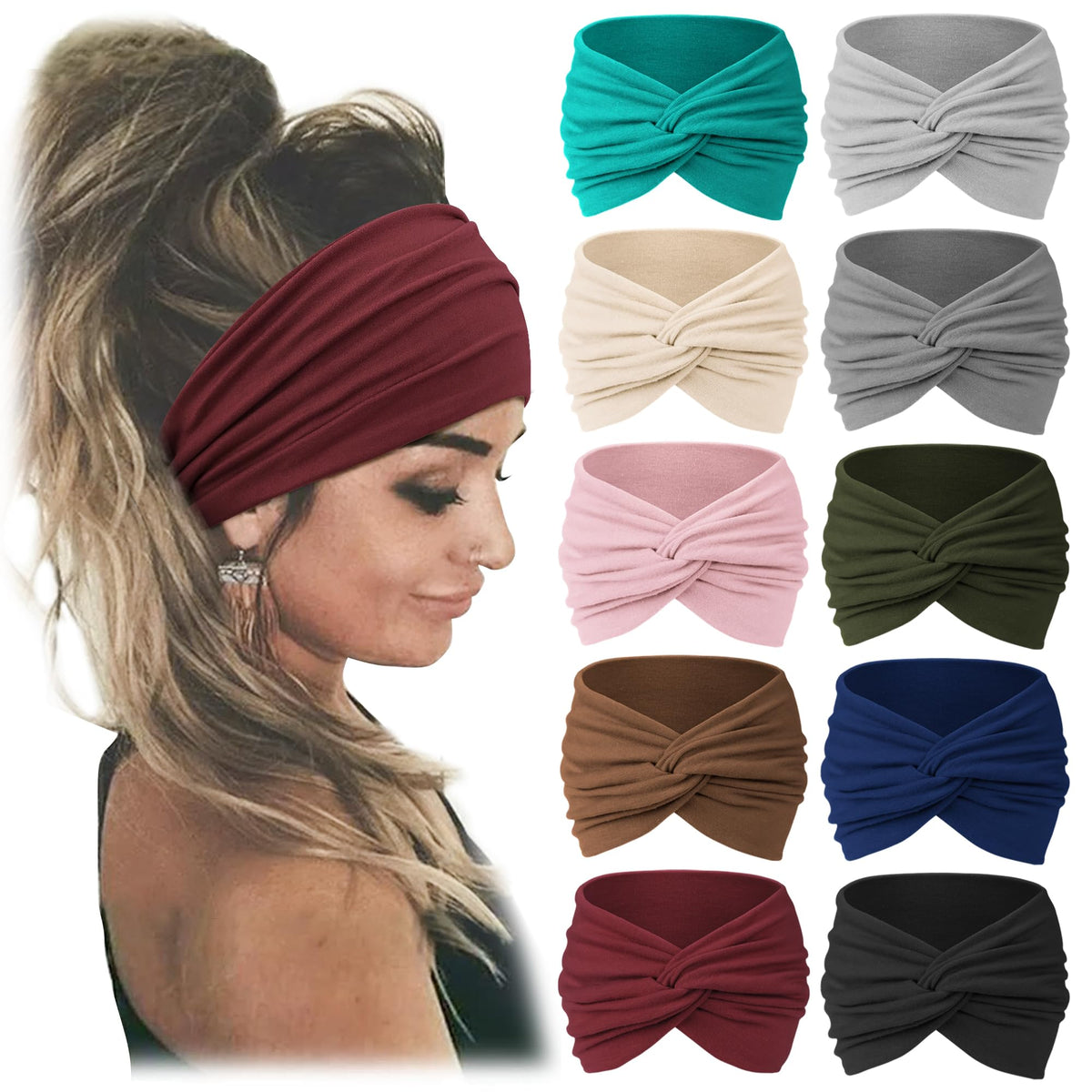 Jesries front packaging showing ten wide headbands for easy selection and variety
