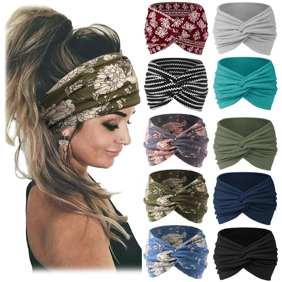Jesries front packaging showing ten colorful headbands and variety benefit