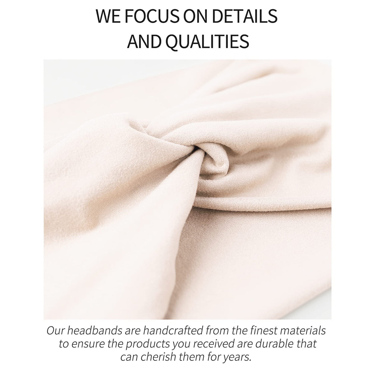 Jesries headband next to hand to show size and comfortable width