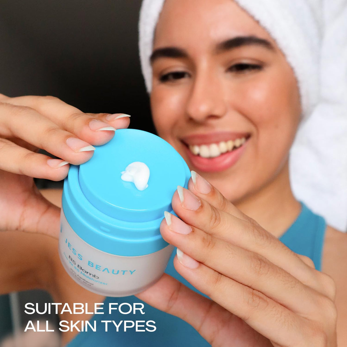 JESS BEAUTY in a bathroom routine scene conveying daily use and practical skincare integration