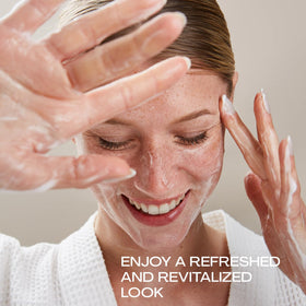 JESS BEAUTY cleanser on sink during skincare routine, suggests seamless daily use
