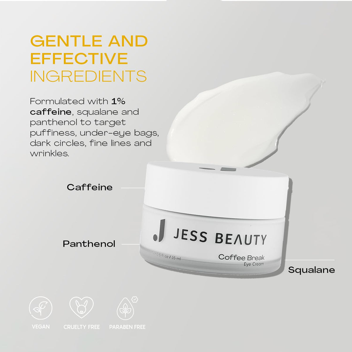 JESS BEAUTY applied on fingertip showing easy patting and non-greasy finish
