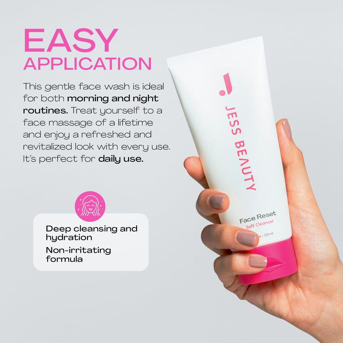 JESS BEAUTY ingredient focus with squalane and hyaluronic acid for moisturized skin