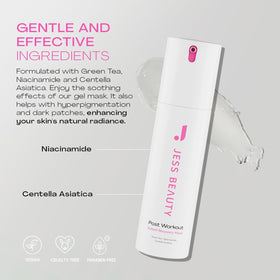 JESS BEAUTY niacinamide and green tea ingredients showing tone-balancing effects