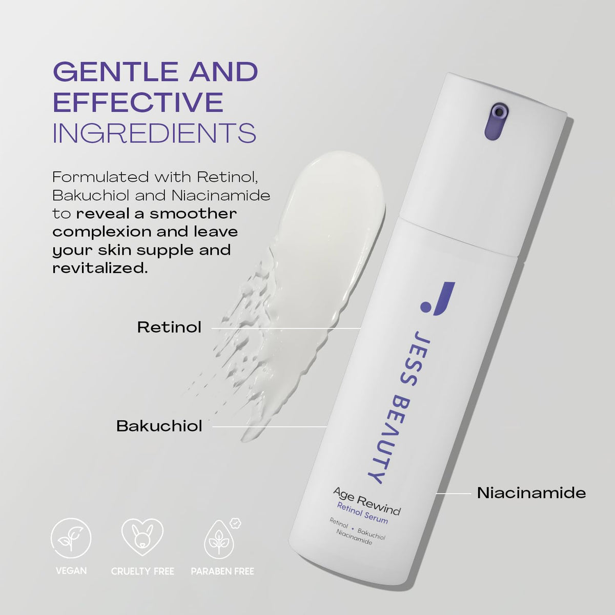 JESS BEAUTY serum in hand showing 1 fl oz size for accurate scale