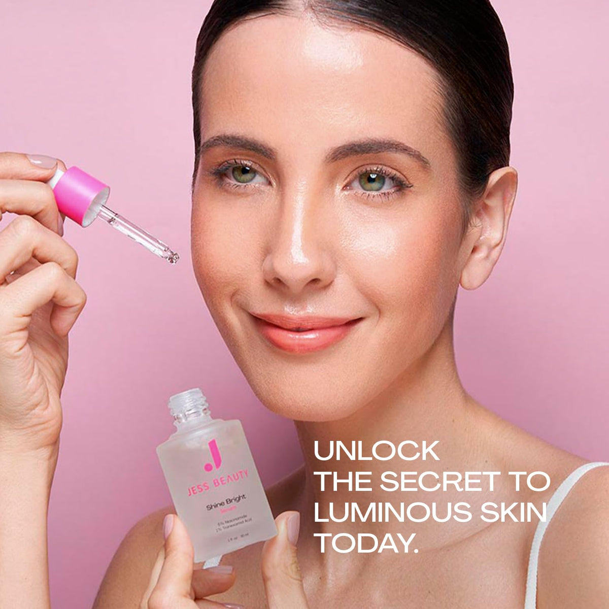 JESS BEAUTY serum on bathroom counter paired with moisturizer for layering benefit