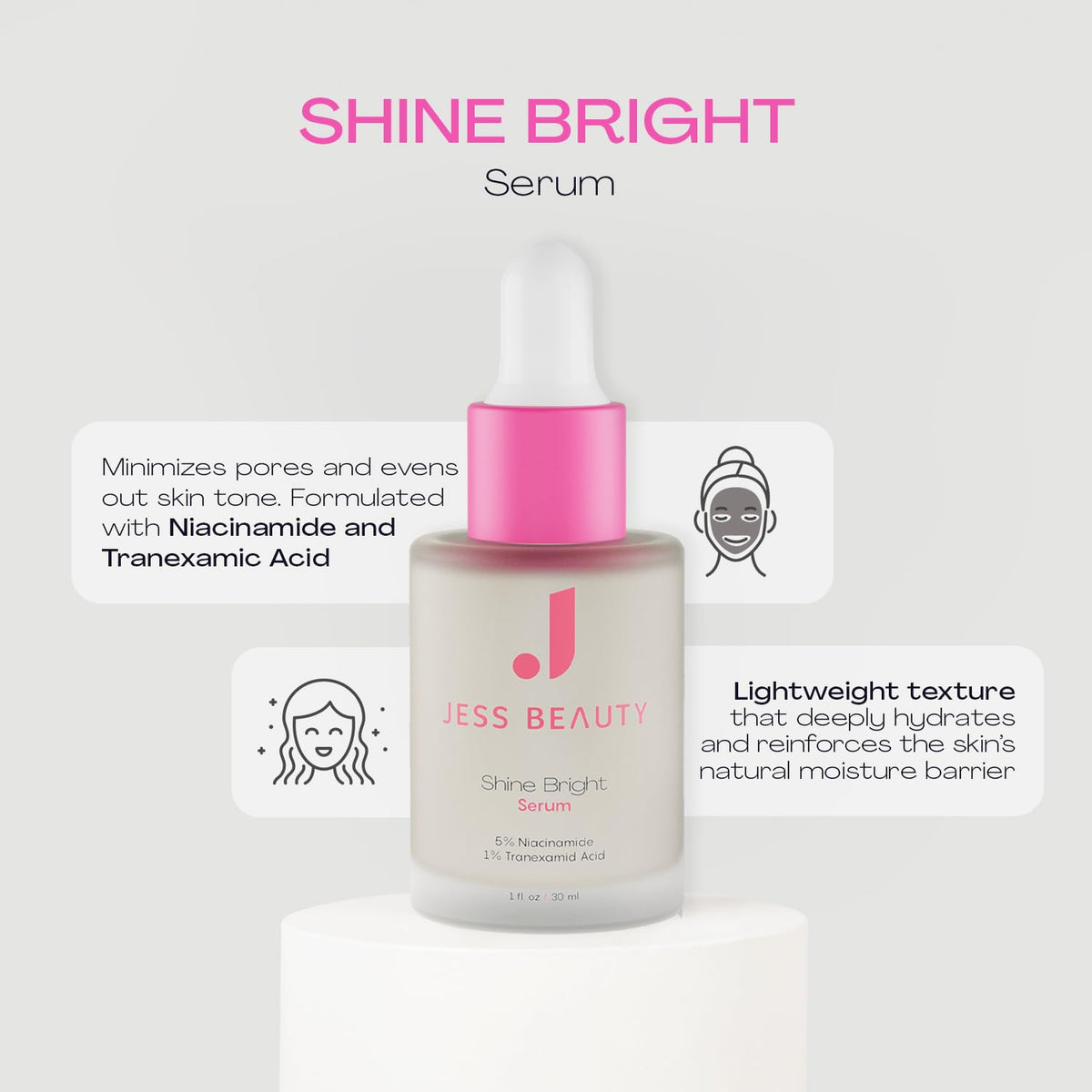 JESS BEAUTY pipette dispensing serum highlighting precise application benefit