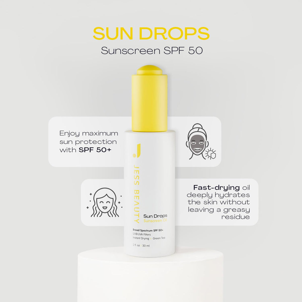 JESS BEAUTY oil texture on dropper highlighting smooth quick-absorb finish