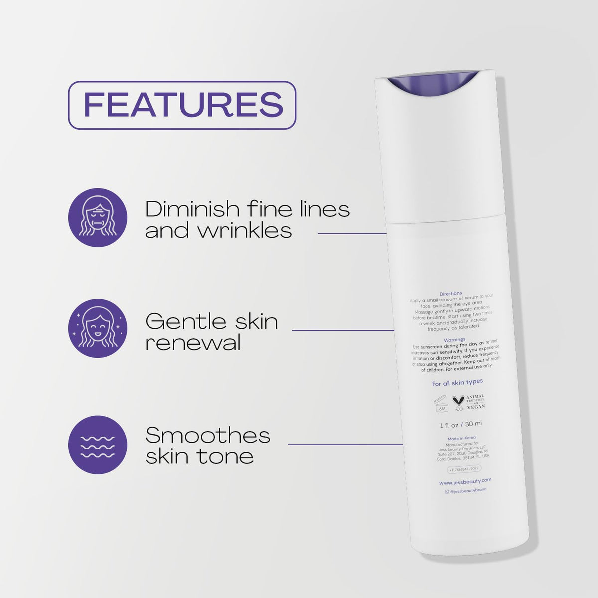 JESS BEAUTY texture close-up showing lightweight fast-absorbing serum