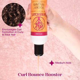 Jessicurl silky potion texture on hand illustrating easy spread and hydration benefit