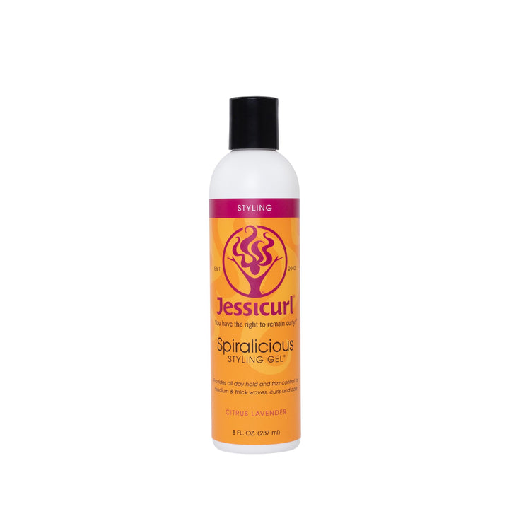 Jessicurl Spiralicious front packaging showing label and citrus-lavender scent benefit