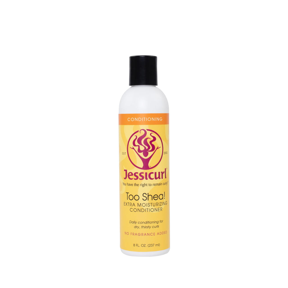 Jessicurl Too Shea front packaging showing bottle label and size benefits