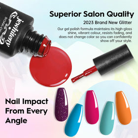 JEWHITENY organized display of 27 gel polish bottles providing many seasonal color options