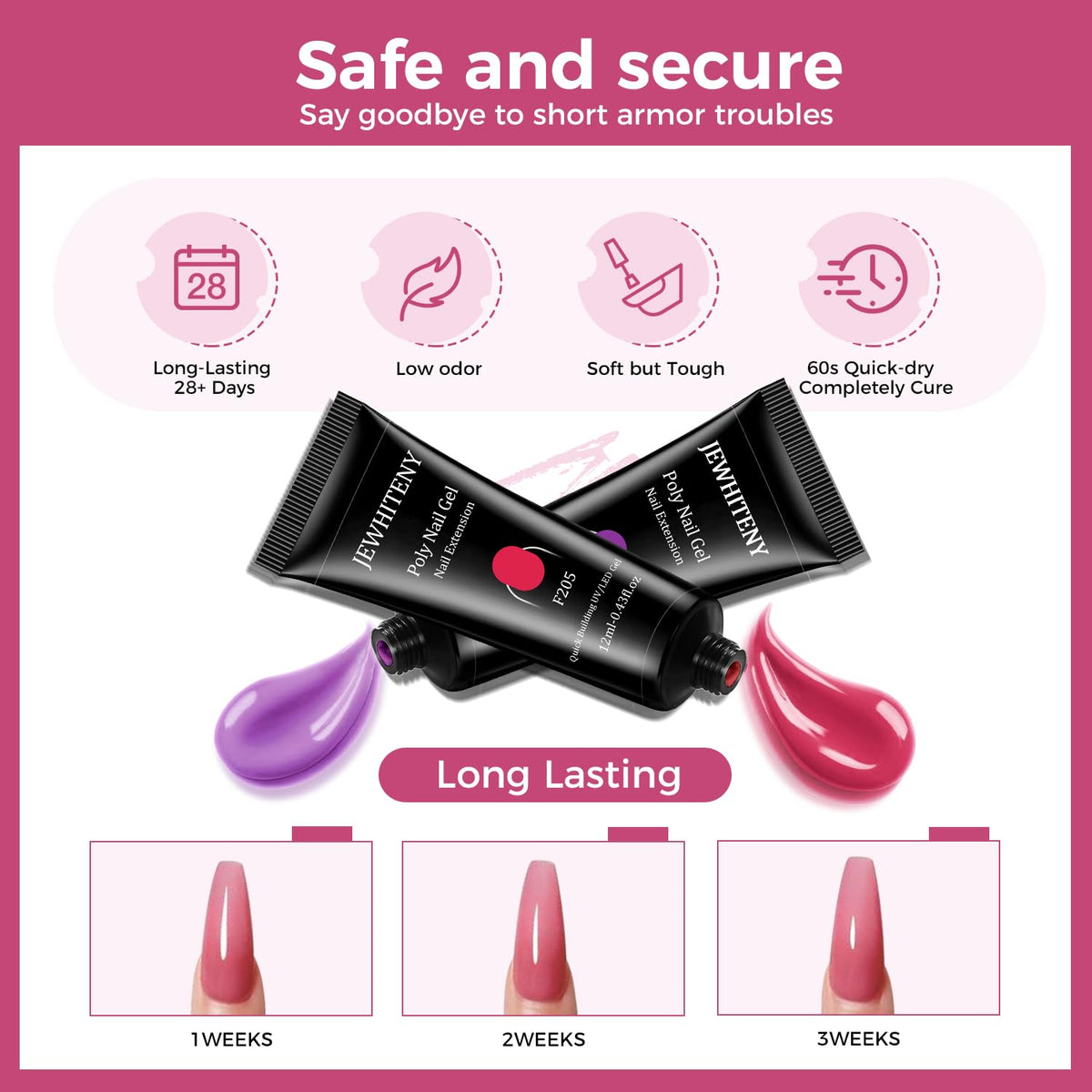 JEWHITENY poly gel texture close-up showing smooth sculpting benefit