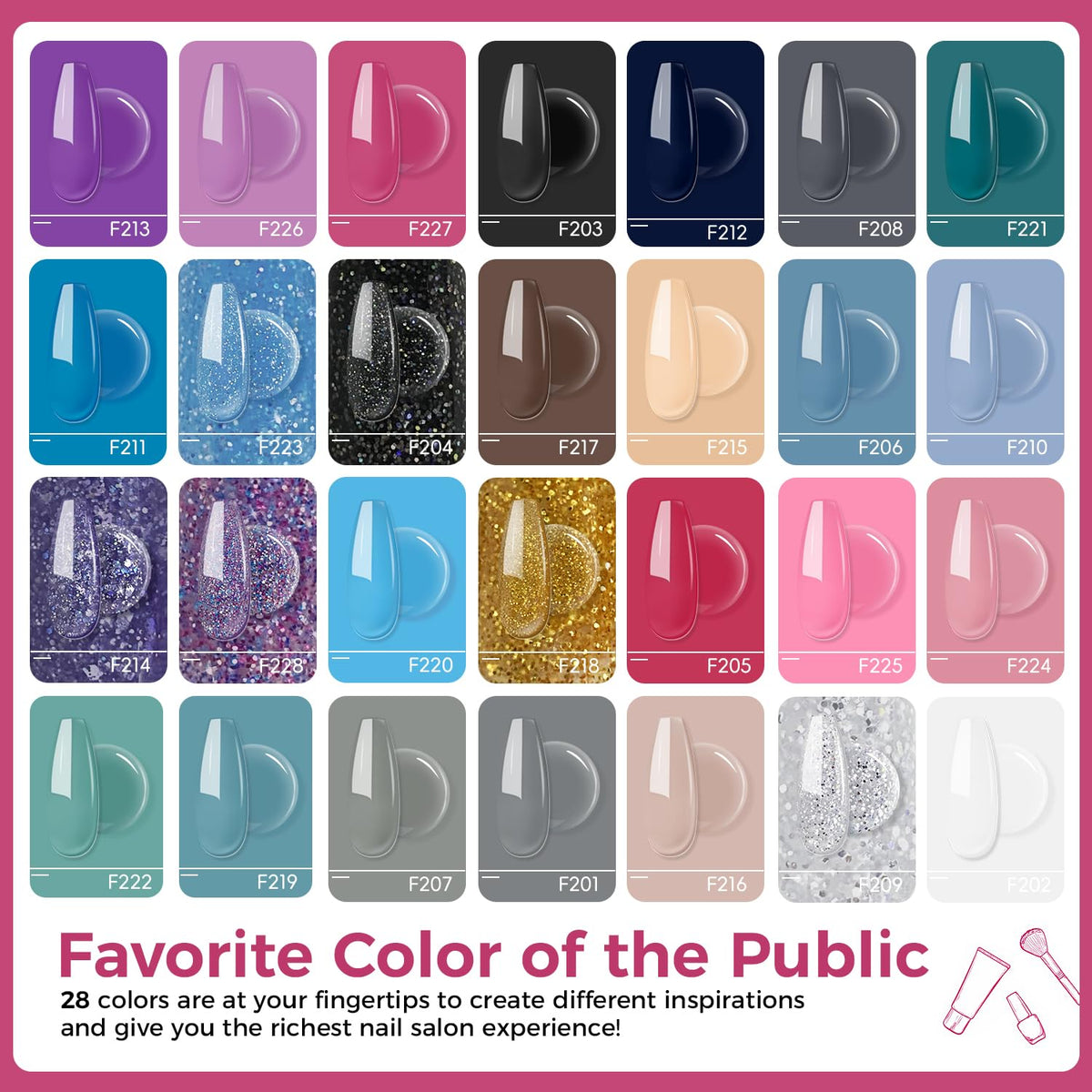 JEWHITENY colorful swatches displaying 28 shades for versatile looks