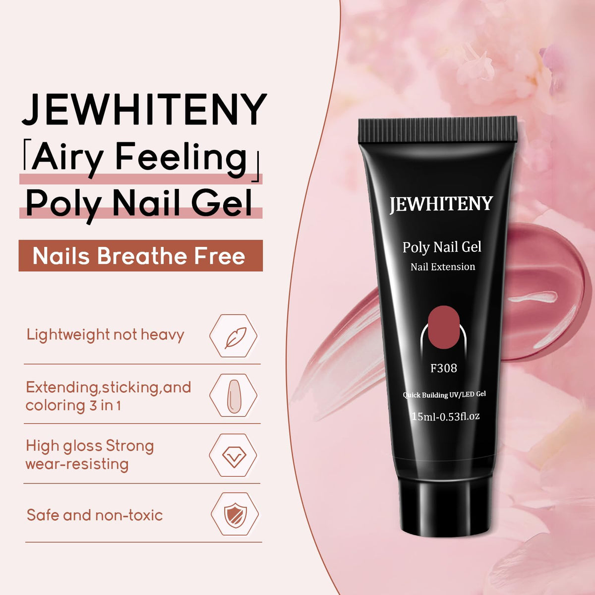 JEWHITENY dual brush pen and tools close-up for smooth application