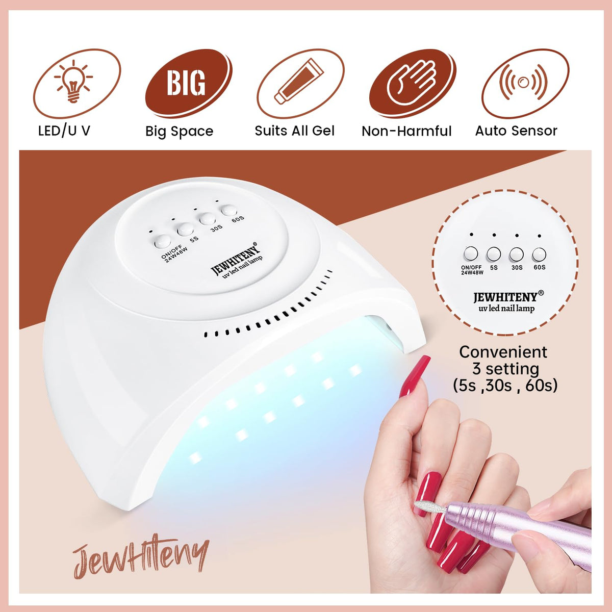JEWHITENY dual nail forms and tips laid out to show size options for accurate fits