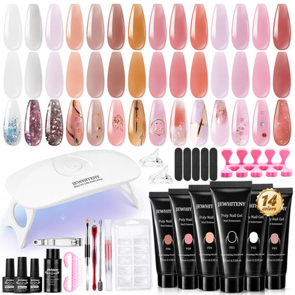 JEWHITENY front packaging showing complete poly gel extension kit benefits